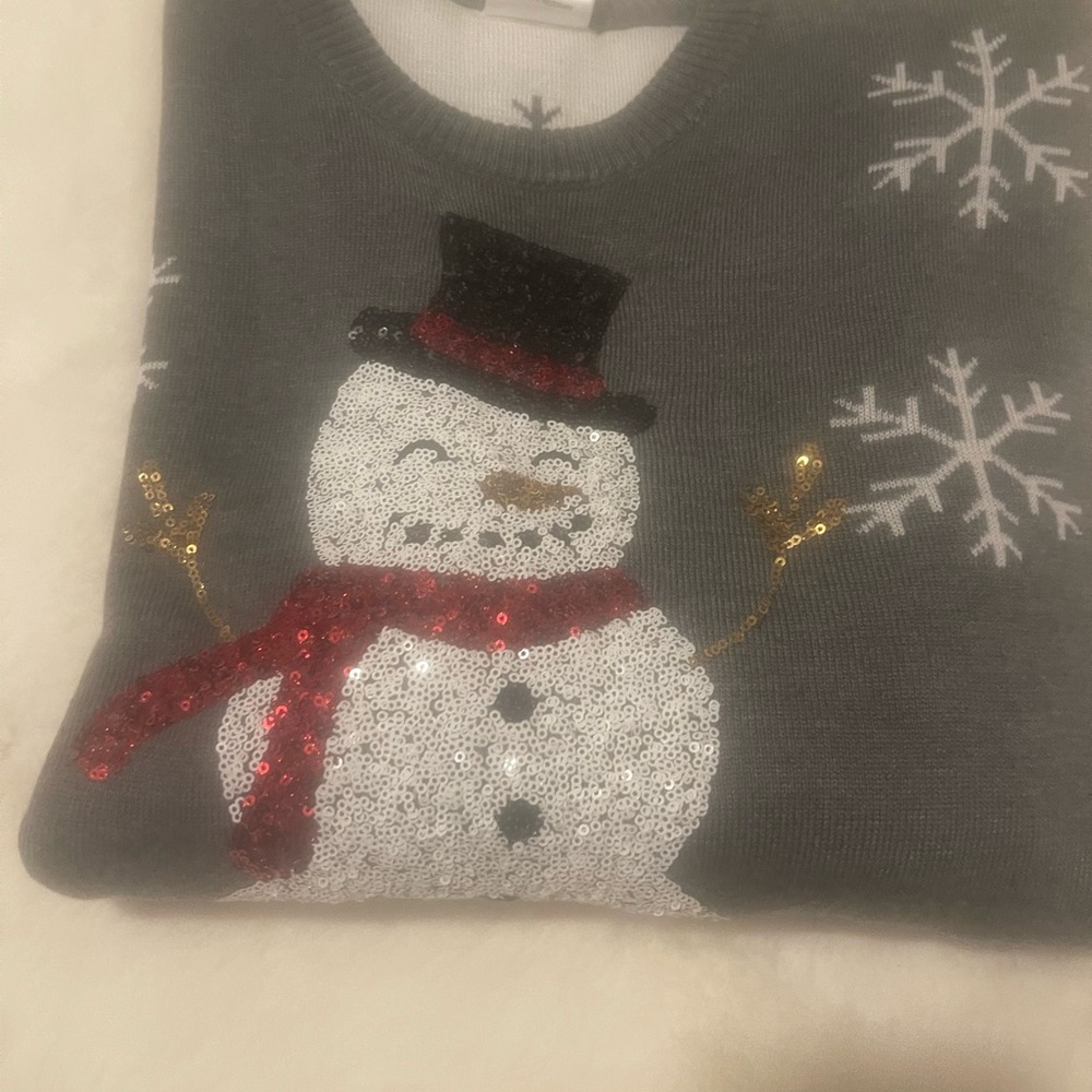 Festive Snowman Gray Sweater